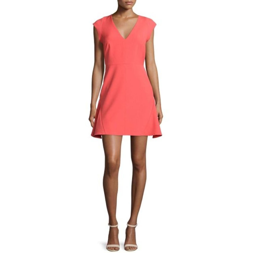 Halston cap Sleeves Structures fit and flare Dress